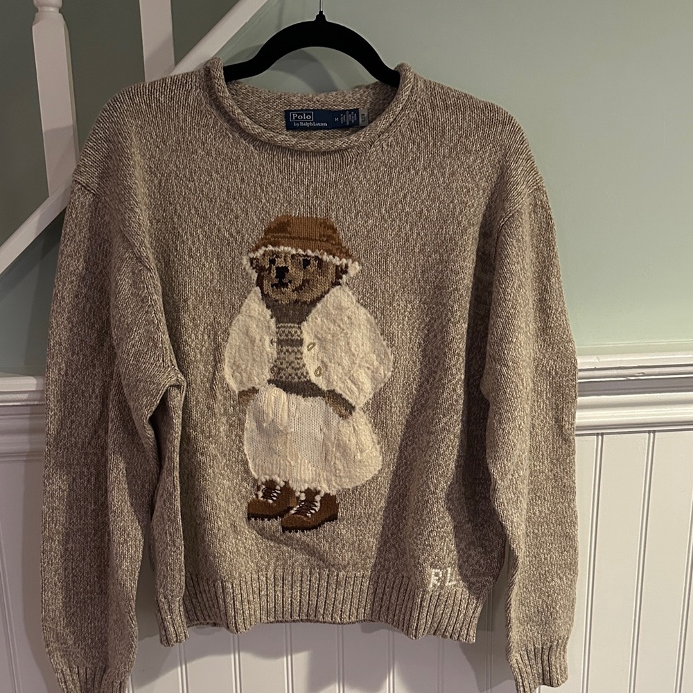 Polo by Ralph Lauren Tan Bear Crewneck Sweater